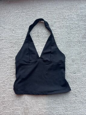 Free People Black Halter V-Neck Tank